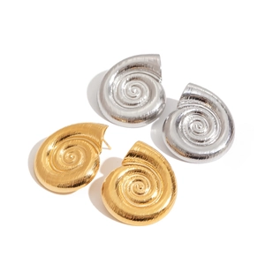 Orecchini a spirale in acciaio inossidabile oro 18K e argento con finitura lucida