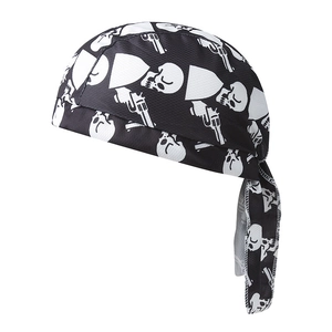 Bandana pirate respirant noir avec motif tête de mort et pistolet pour sport et cyclisme