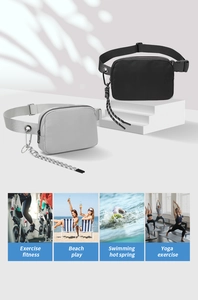 Waterproof nylon waist bags in black and gray for fitness, yoga, and outdoor activities