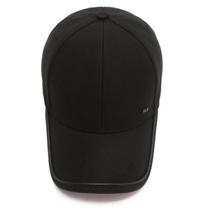 Classic black cotton baseball cap for men with silver NLS metal logo on front