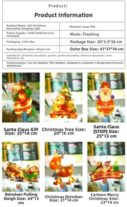 Detailed chart of laser PVC LED Christmas suction lights with various festive patterns