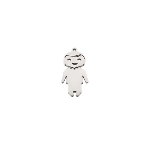 Detailed view of silver stainless steel cartoon boy pendant for DIY necklace accessories