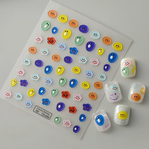 5D embossed colorful smiling face and cloud nail stickers series TS-244 for cute nail art