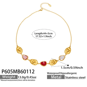 Detailed size specifications for waterproof stainless steel droplet pendant necklace