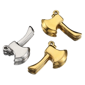 Polished stainless steel axe shaped pendants in gold and silver finish for DIY jewelry