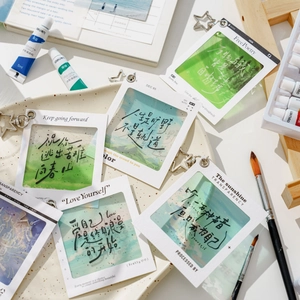 Instant Film Frame Style PET Keychain Scenery Bag Charm With Star Buckle Aesthetic Literary Pendant Backpack Bookmark