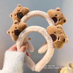 Plush Capybara Animal Headband Soft Furry Hair Hoop For Women Face Washing Cute Autumn Winter Headwear Accessories