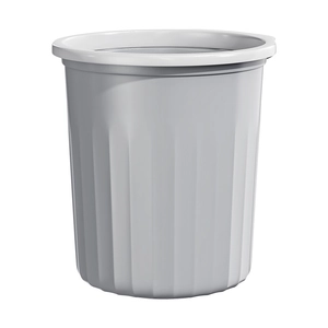 Minimalist grey large capacity kitchen trash can with vertical ribbed texture