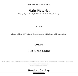 Specifications of 18K gold-plated 316L titanium steel square snake chain necklace