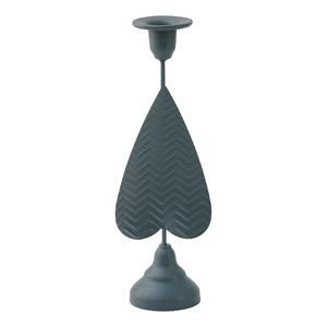 Nordic matte grey metal candle holder with heart-shaped ripple design and bell base