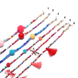 Handmade Colorful Beaded Glasses Chain Mask Lanyard With Tassels And Bows Anti-lost Eyewear Strap Holder For Women