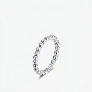 Anello Con Perline In Argento Sterling 925 Per Donna Minimalista Lucido Impilabile Geometrico Sfera Gioielli