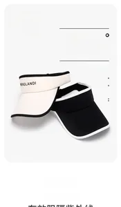 Close-up of UPF50+ ice silk sun visors in black and beige with letter embroidery