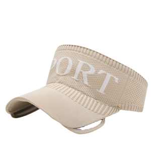 Breathable khaki knitted sun visor hat with Sport lettering for outdoor running