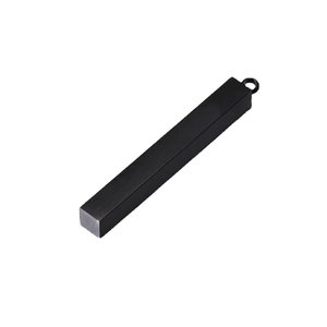 Polished black stainless steel 5x40mm rectangular 3D bar pendant with mirror finish