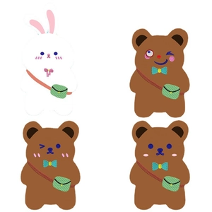Trousses en peluche brodées ours et lapin pour étudiants avec grande capacité de rangement