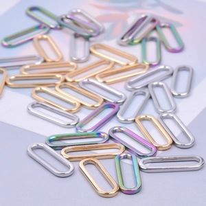 Oval stainless steel DIY jewelry links in gold, silver and rainbow 18k plated finishes
