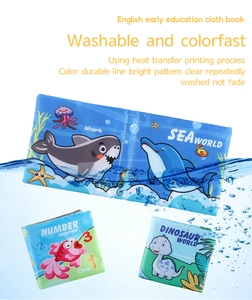 Washable baby cloth books with colorful marine and dinosaur educational patterns