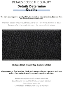 Close-up of premium black cowhide leather featuring a detailed lychee grain texture