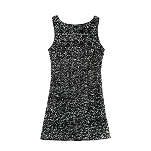 Women Sexy Sequin Mini Dress Sleeveless Backless Bodycon Party Evening Elegant Black Reflective Sparkly