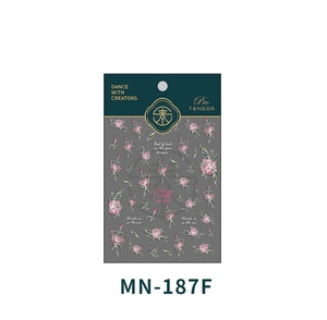 Détail des stickers MN-187F avec roses roses et texte Winter is in the air gravé