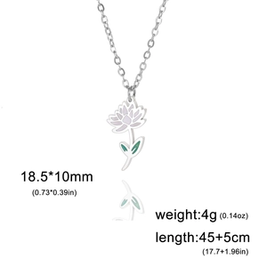 Detailansicht des Blumenanhängers mit Maßen 18,5x10 mm und 45+5 cm Kettenlänge