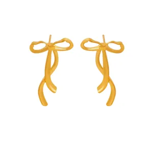Schleife Ohrstecker Titanstahl 18K Vergoldet Schickes Süßes Design Für Damen Mode Schmuck