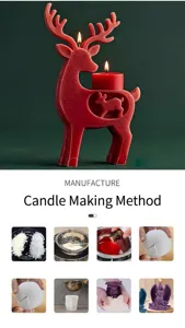 DIY step-by-step tutorial for elk candle mold showing silicone casting and demolding process
