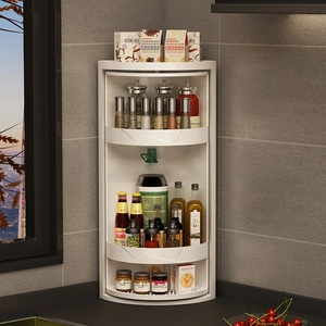 Étagère De Rangement Rotative Pour Coin Cuisine Plastique Multi Couches Organisateur D'épices Imperméable