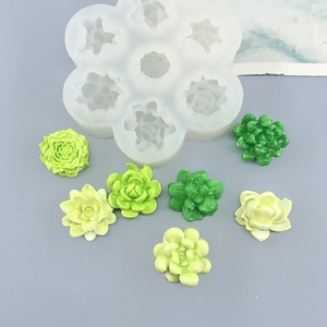 Succulent Flower Silicone Mold For DIY Handmade Candle Gypsum Chocolate Cake Baking Tool Heat Resistant Pink White
