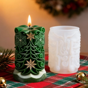 3D Weihnachtsbaum Duftkerze Silikonform DIY Schneeflocke Relief Gips Harz Seife Handwerk Ornament Herstellung Form