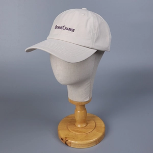 Minimalist cream cotton baseball cap with purple letter embroidery for men and women
