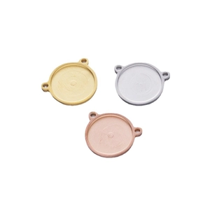 Round mirror polished stainless steel jewelry pendant bases in gold silver and rose gold