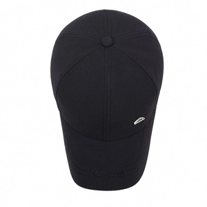 Black cotton baseball cap with Fashion embroidery and side metal logo detail