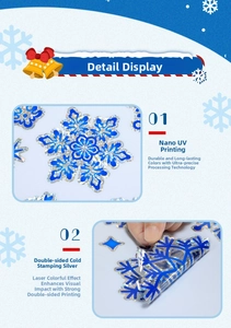 Macro shot of snowflake window sticker with nano UV printing and laser silver foil