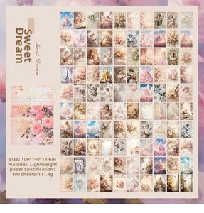 Detail of Sweet Dream vintage scrapbook paper featuring flowers and classic motifs