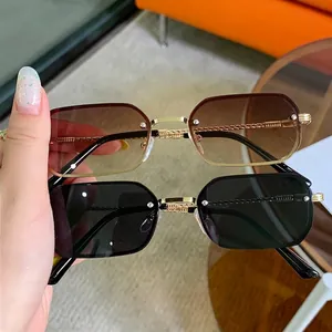 Retro small metal frame rectangle sunglasses with gold textured temples for men and women