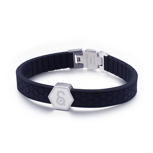 Fashionable titanium steel silicone magnetic bracelet with honeycomb texture and buckle