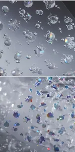 Detail of 3D embossed aurora nail stickers featuring bubble, bow, and shell shapes