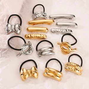 Modern Alloy Irregular Curved Hair Tie And Hair Clip Bow Knot Metal Texture Ponytail Holder For Women Fashion Jewelry