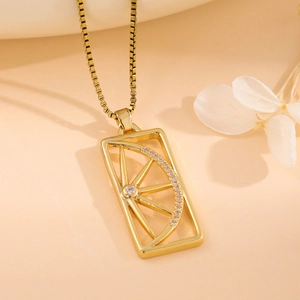 18K gold plated stainless steel necklace with sparkling zircon star and moon pendant