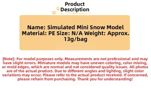 Detail specifications of 13g artificial miniature snow powder made of PE for dollhouse decor