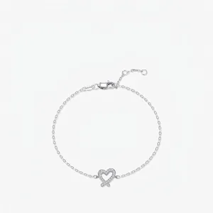 Moissanite Heart Bracelet 925 Sterling Silver D Color VVS1 Adjustable Chain Sweet Romantic Jewelry Gift For Women