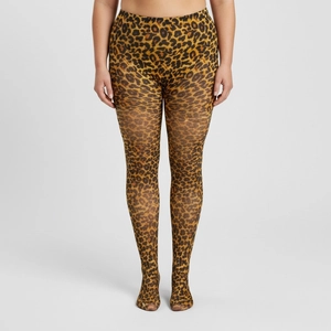 Collants léopard grande taille avec motif classique jaune-brun et taille haute gainante