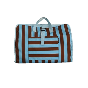 Blue striped travel organizer bag with high capacity and adjustable buckle strap