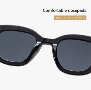 Close-up of integrated comfortable nose pads on black retro round sunglasses