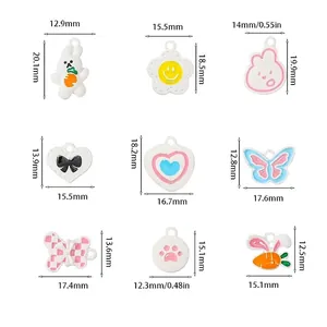 Size chart for 10pcs assorted cute animal and flower alloy charms for DIY jewelry making