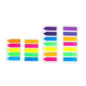 Translucent PET fluorescent index tabs in arrow and rectangular shapes for students