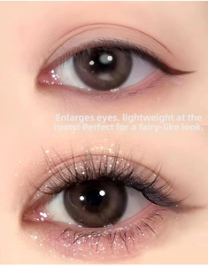 Close-up comparison showing long natural lash extensions before and after application