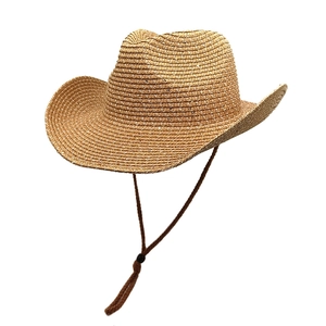 Chapeau De Cow-Boy En Paille Avec Paillettes Large Bord Protection Solaire Pour Voyage En Plein Air Plage Unisexe